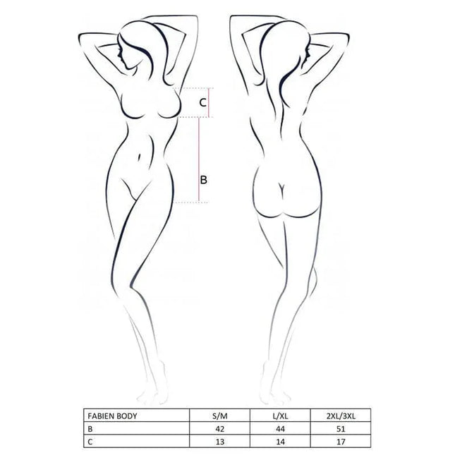 FABIEN Body Talla XXL/XXXL size chart and measurement guide illustration for Avanua Enna Line.