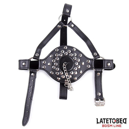 Face Harness Strap Toilet Lid Gag Adjustable - BDSM gear with adjustable straps and buckles from Latetobed.