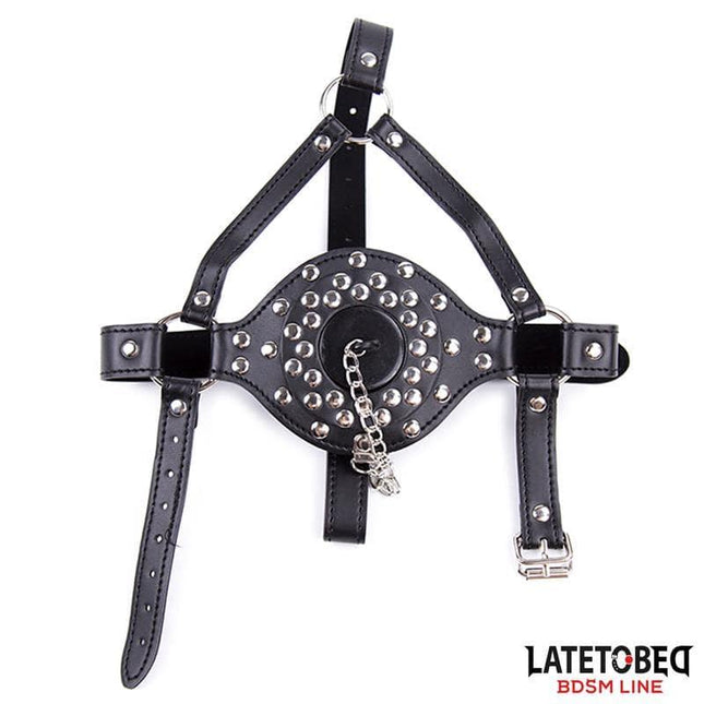 Face Harness Strap Toilet Lid Gag Adjustable - BDSM gear with adjustable straps and buckles from Latetobed.