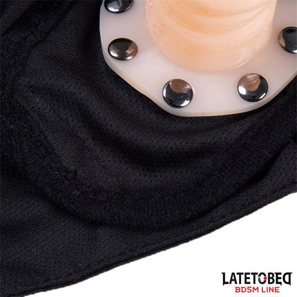Close-up of Face mask with 6 cm Detachable Dildo from Latetobed BDSM Line.