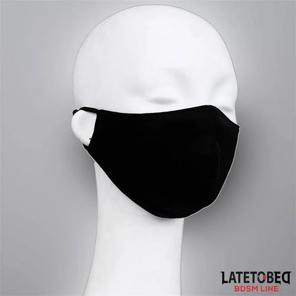Face mask with 6 cm Detachable Dildo, sleek black design from Latetobed BDSM Line, displayed on mannequin for intimate exploration.