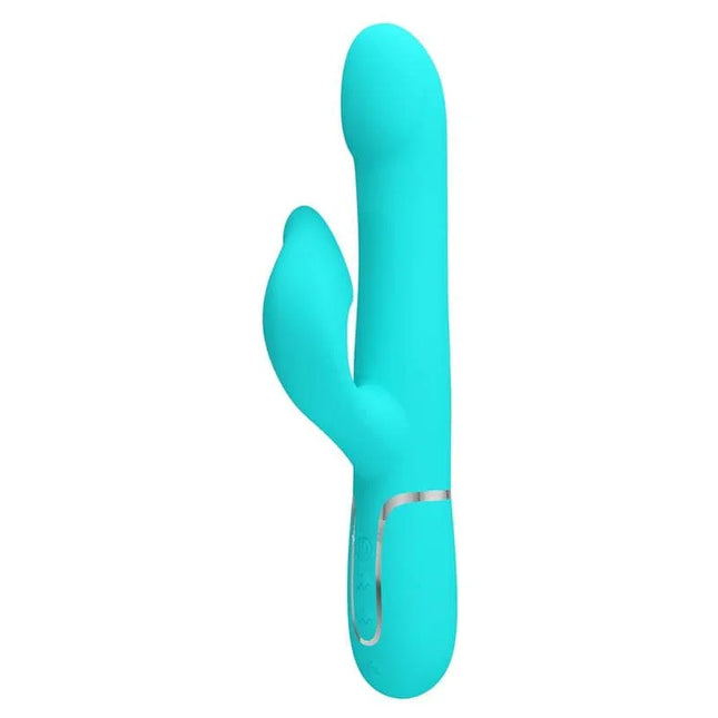 Falin Rolling Vibrator with Internal Beads USB in aqua color, featuring dual motors for customizable internal and external stimulation.