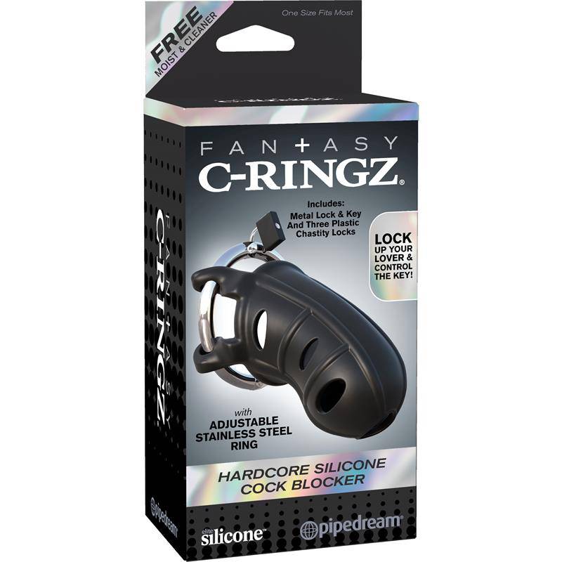 Fantasy C - Ringz Hardcore Silicone Cock Blocker Black - secretsextoys.store