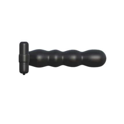Fantasy C-Ringz Posable Partner Double Penetrator Black, body-safe silicone dual-stimulation vibe, side view
