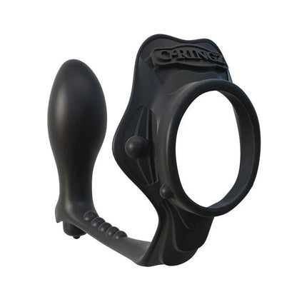 Fantasy C-Ringz Rock Hard Ass-Gasm Black dual-action cock ring and P-Spot plug for enhanced male pleasure and stimulation