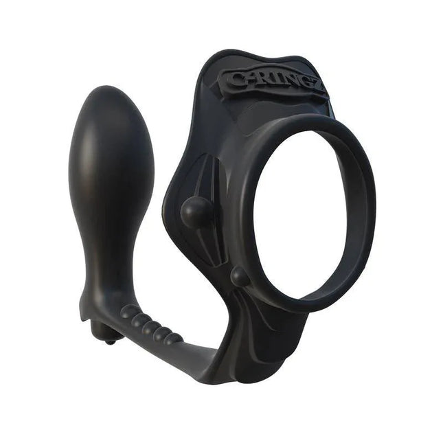 Fantasy C-Ringz Rock Hard Ass-Gasm Black dual-action cock ring and P-Spot plug for enhanced male pleasure and stimulation