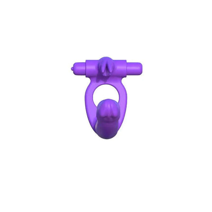 Fantasy C-Ringz Silicone Double Penetrator Rabbit Purple with dual-bullet stimulation and ribbed silicone design