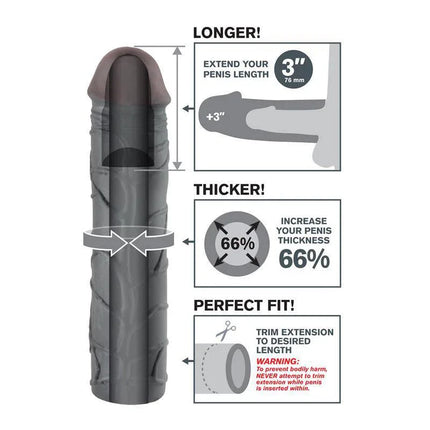 Fantasy X-tensions Mega 7,6 cm Extension - Black visual guide for size and fit