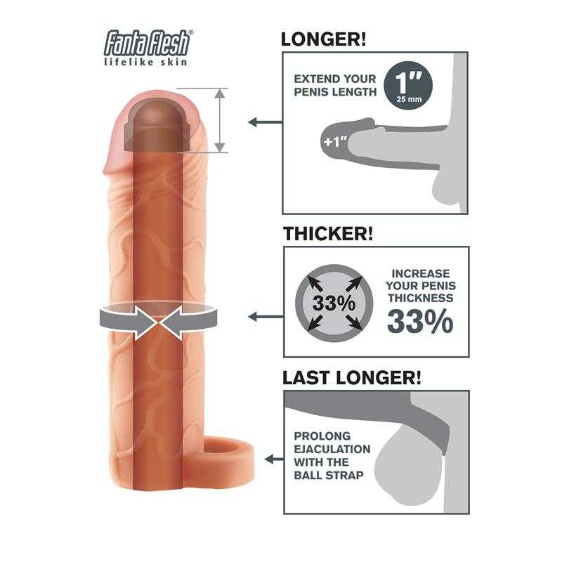 Fantasy X - tensions Perfect 2,5 cm Extension with Ball Strap - Flesh - secretsextoys.store