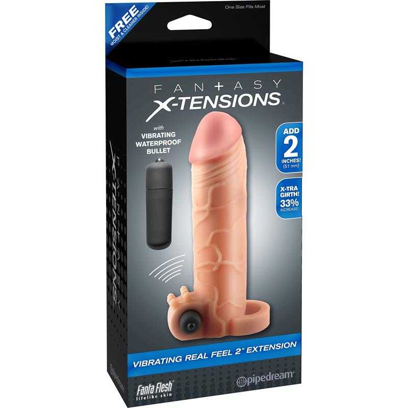 Fantasy X - tensions Vibrating Real Feel Extension 5,1 cm - Flesh - secretsextoys.store