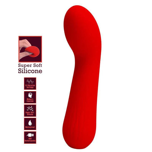 Faun Vibrator Red - Premium silicone G-spot vibrator with super soft feel, ergonomic design, and multiple vibration settings.