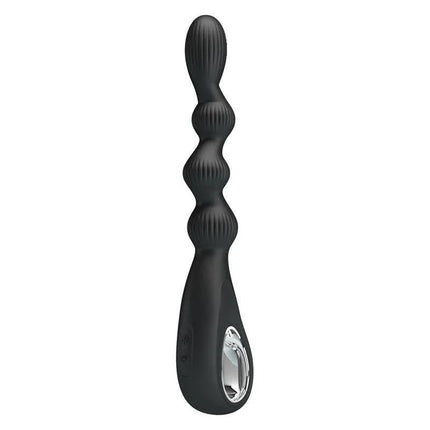 Federer Anal Stimulator with Vibration, rechargeable 12-function vibrator, black design for versatile intimate stimulation.