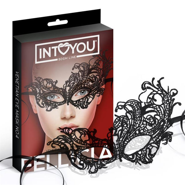 Fellicia Venetian Eye Mask No. 4 packaging and product display with intricate design.