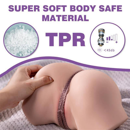 Hand touching Fennie Shaking Masturbator 4 kg, made of soft and body-safe TPR material, highlighting its realistic texture and feel.