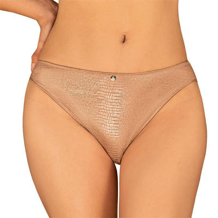Filipines Panties with snake print in beige, featuring silver-tone ornament, classic cut for refined everyday luxury.