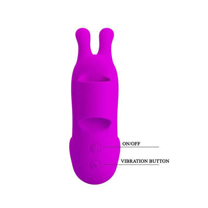 Purple Finger Bunny Sleeve USB Silicone with on/off and vibration button controls.