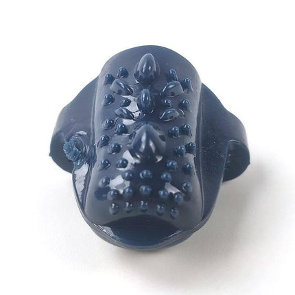 Finger Ring with Vibration Blue for intimate enhancement, featuring a textured surface and single-speed vibration for steady stimulation.