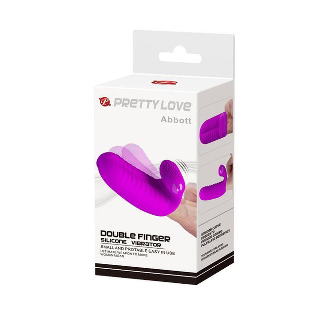 Packaged Finger Sleeve Abbott Pink showing silicone vibrator for enhanced one-touch stimulation and foreplay enjoyment.