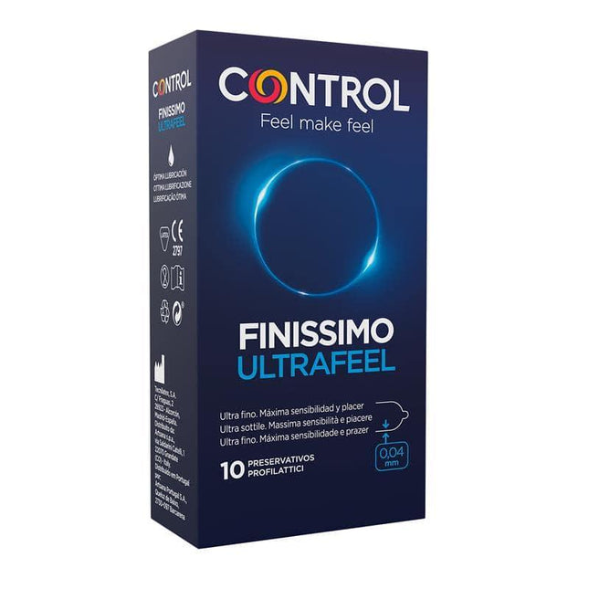 Finissimo Ultrafeel 10 uds box showcasing ultra-thin condoms for heightened sensitivity and pleasure