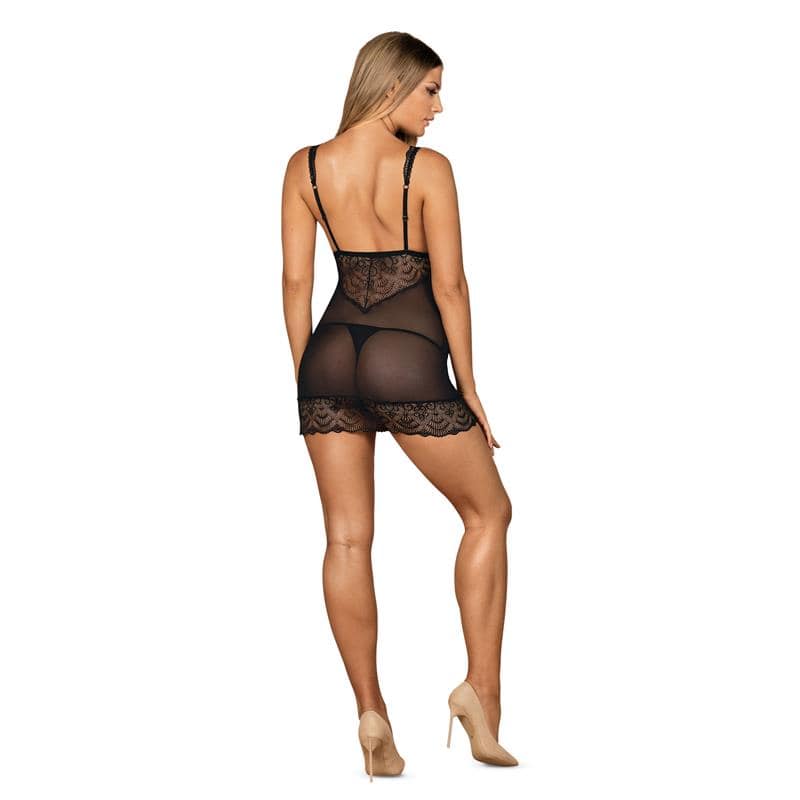 Firella Negligee with Thong Black - secretsextoys.store