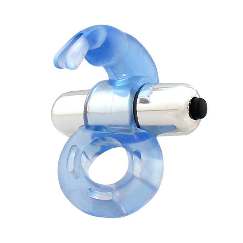 Firey Vibrating Penis Ring with Rabbit Blue - secretsextoys.store