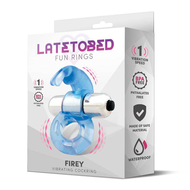 Firey Vibrating Penis Ring with Rabbit Blue - secretsextoys.store
