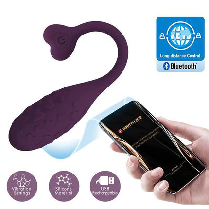 Fisherman Vibrating Egg with App, Bluetooth silicone egg with app control, for discreet pleasure and intimate moments, shown with smartphone.