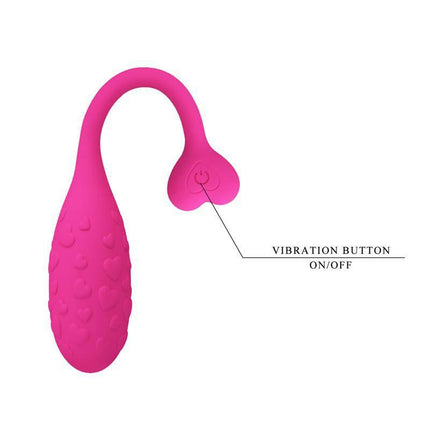 Fisherman Vibrating Egg with App featuring pink design and vibration button location for easy use on the go.