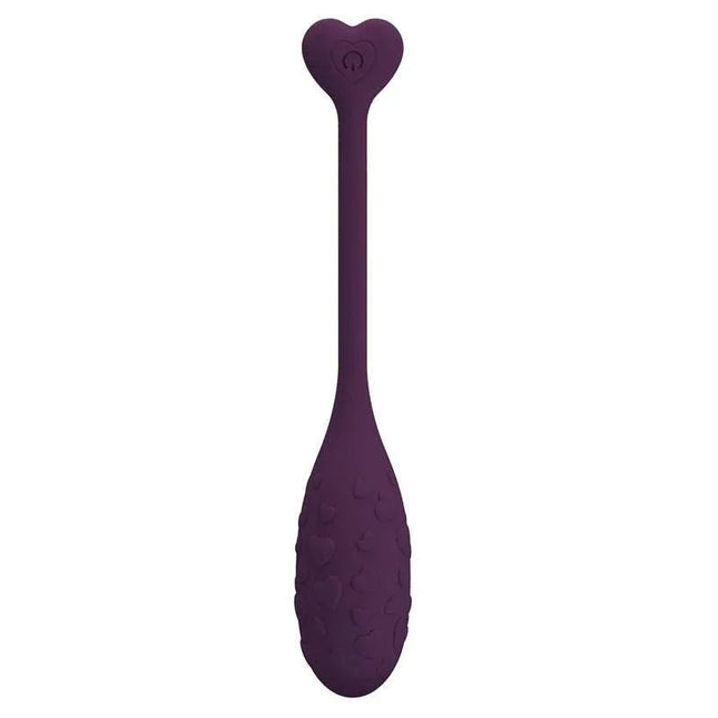 Fisherman Vibrating Egg with App in purple, featuring silicone design with heart pattern for app-controlled pleasure via smartphone.