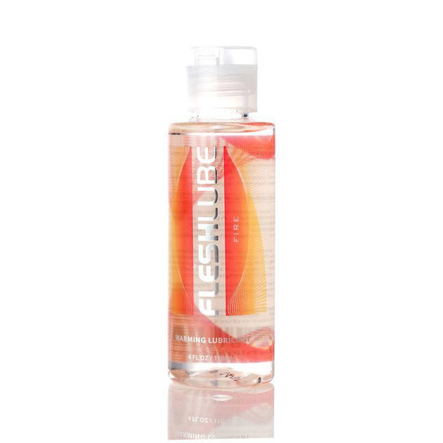 Fleshlube Fire 100ml warming lubricant bottle, designed for Fleshlight sleeves, enhances pleasure with heat and smooth glide.