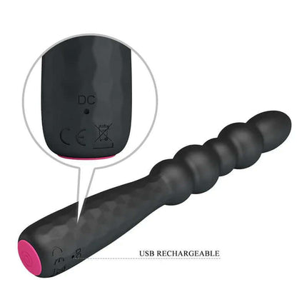 Flexible Anal Vibrator with textured design and USB rechargeable feature, offering 12 vibration modes for ultimate pleasure.