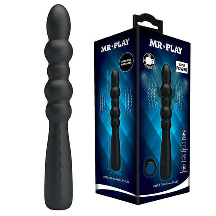 Flexible Anal Vibrator with packaging showcasing powerful features and 12 vibration modes for personalized pleasure.