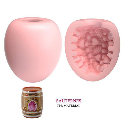 Flexible Sauternes Barrel Male Masturbator with ribbed internal design and TPR material for enhanced stimulation and comfort.