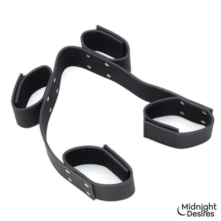 Flexible Bondage Bar made with vegan leather and sturdy hardware for comfortable restraint, available at Midnight Desires.
