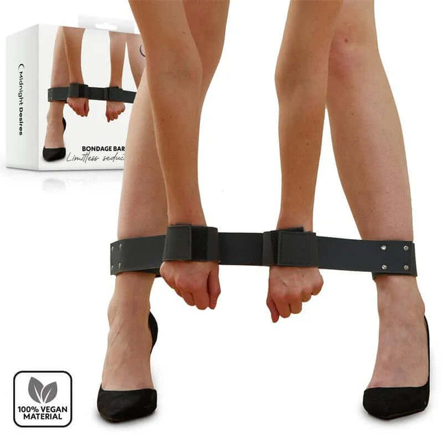 Flexible Bondage Bar with vegan leather cuffs for adventurous play.