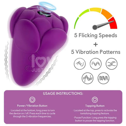 Flicker Stimulator, flower-inspired vibrator with 5 flicking speeds and vibration patterns, purple silicone exterior