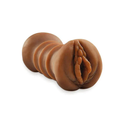 Flip A Sista Over dual-texture handheld stroker in brown, ideal for varied sensations and discrete use.