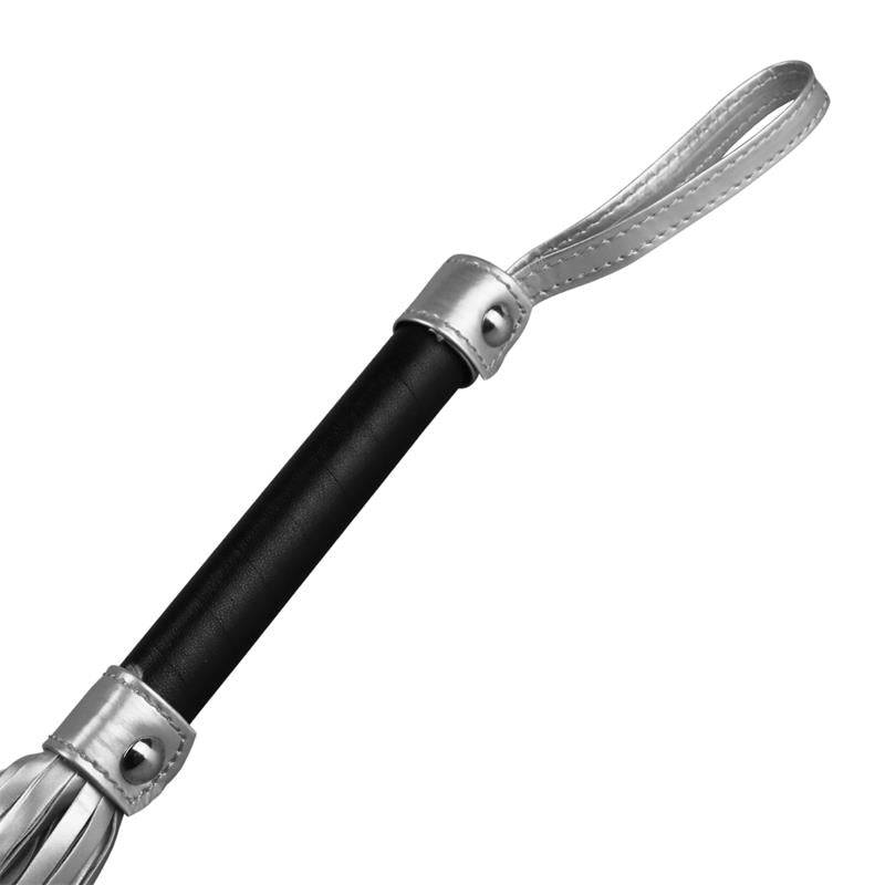 Flogger Faux Leather Silver and Black - secretsextoys.store