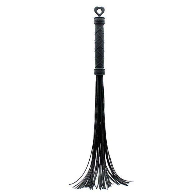 Flogger Silicone 46 cm with premium black silicone design for BDSM sessions, featuring sleek handle and precise sensation control.