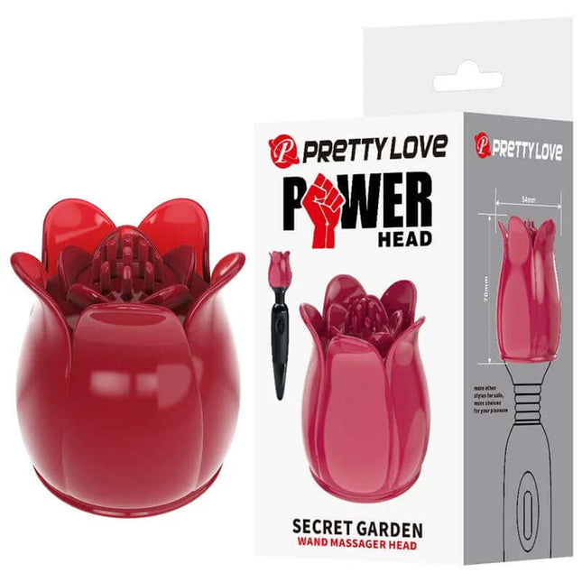 Flower Wand Power Wand Massager Head Red with packaging displayed