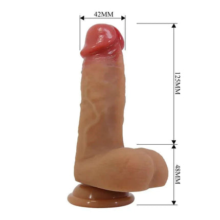 Fogg Universal Strap On Harness with Dildo featuring realistic design with dimensions in millimeters shown.