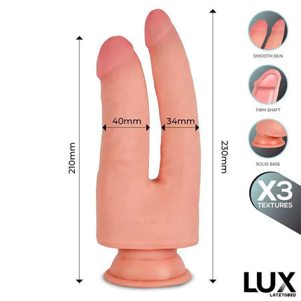 Franz Triple Density Double Dildo 8.2 - 9 with dimensions and smooth, firm textures for harness-compatible dual pleasure.