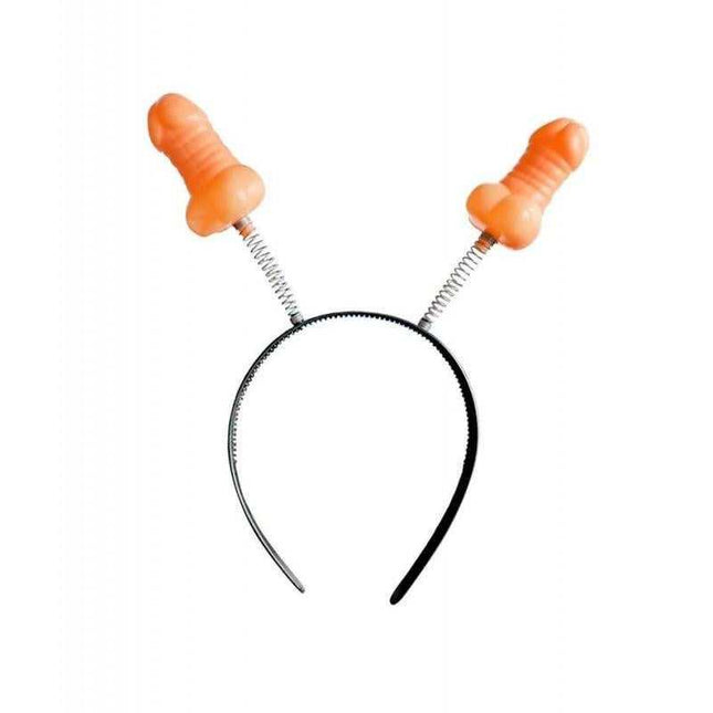 Fun Bachelorette Party Headband for Celebrations, cheeky penis-shaped accessory, perfect for bachelor or bachelorette parties.