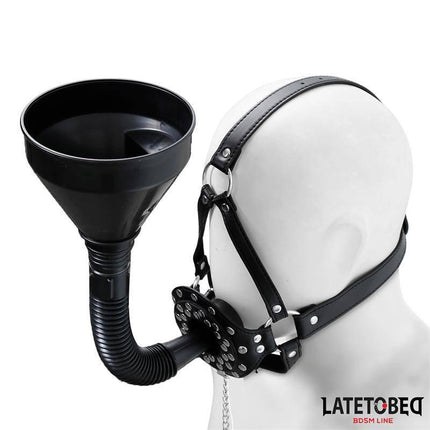 Funnel Black BDSM accessory by LATETOBED for couples, featuring a lightweight and discreet design for power dynamics. Gag sold separately.