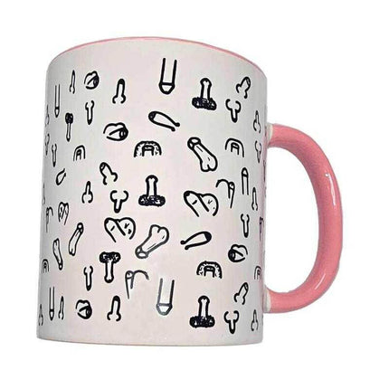Funny Erotic Novelty Mug 370ml with playful ceramic design and pink handle, perfect for humorous adult occasions and parties.
