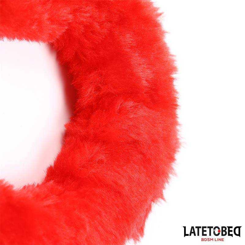 Fur Ankle Cuffs Red - secretsextoys.store