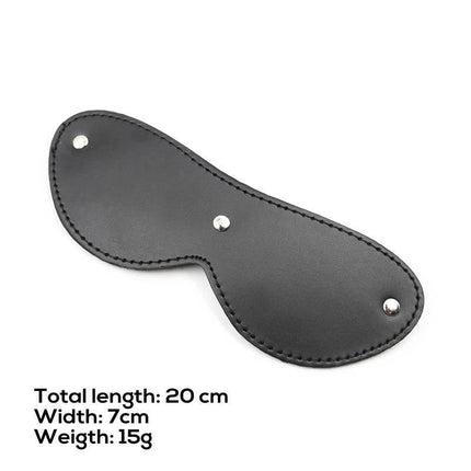 Fur Blindfold with 3 Rivets featuring plush interior, classic mask silhouette, and edgy rivet details. Designed for sensory play.