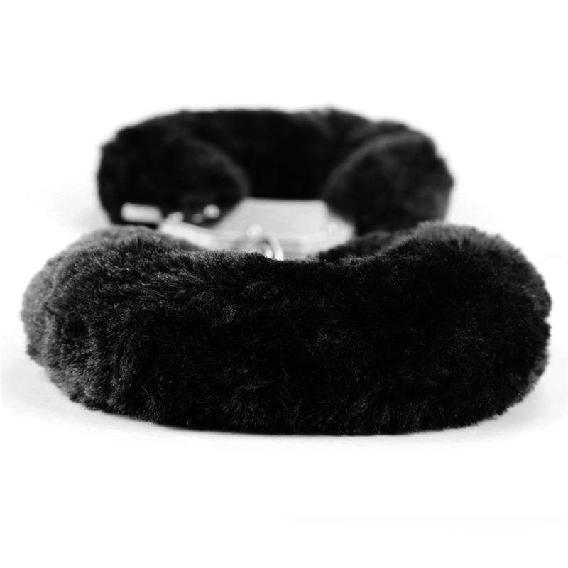 Furry Metal Handcuffs Black - secretsextoys.store