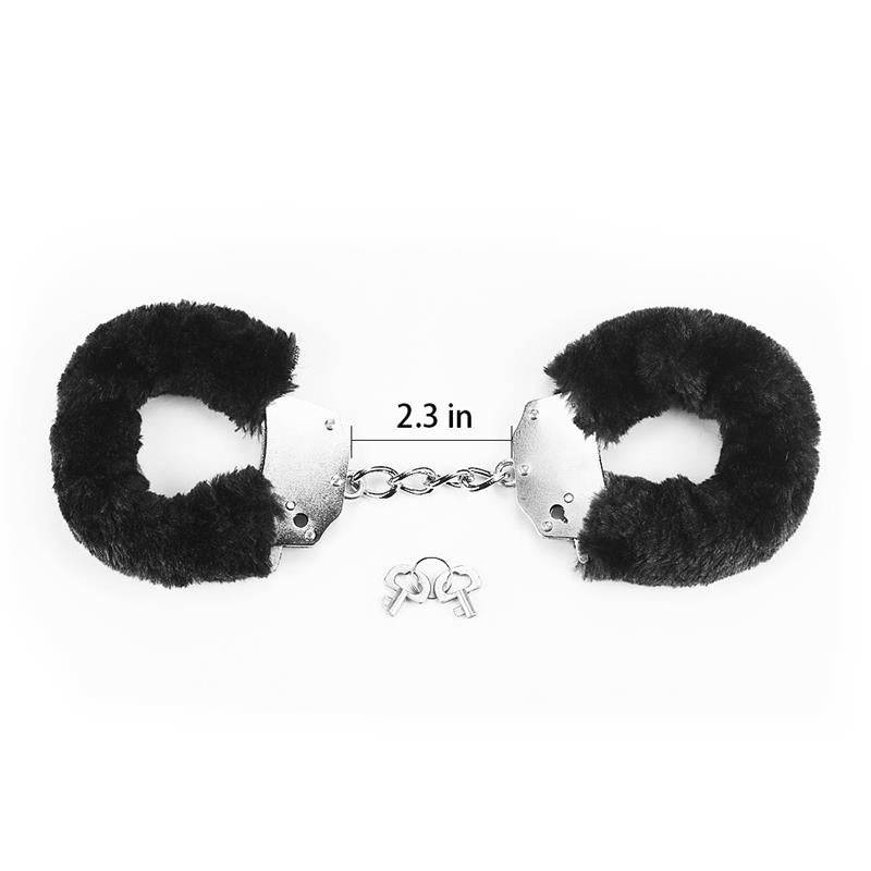 Furry Metal Handcuffs Black - secretsextoys.store