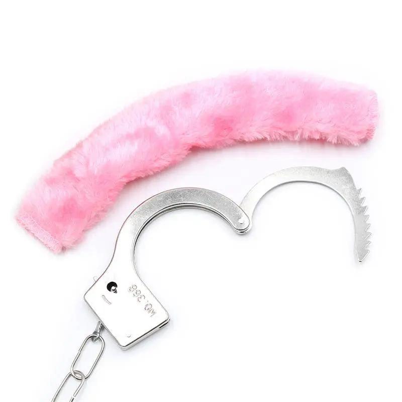 Furry Metal Handcuffs Pink - secretsextoys.store